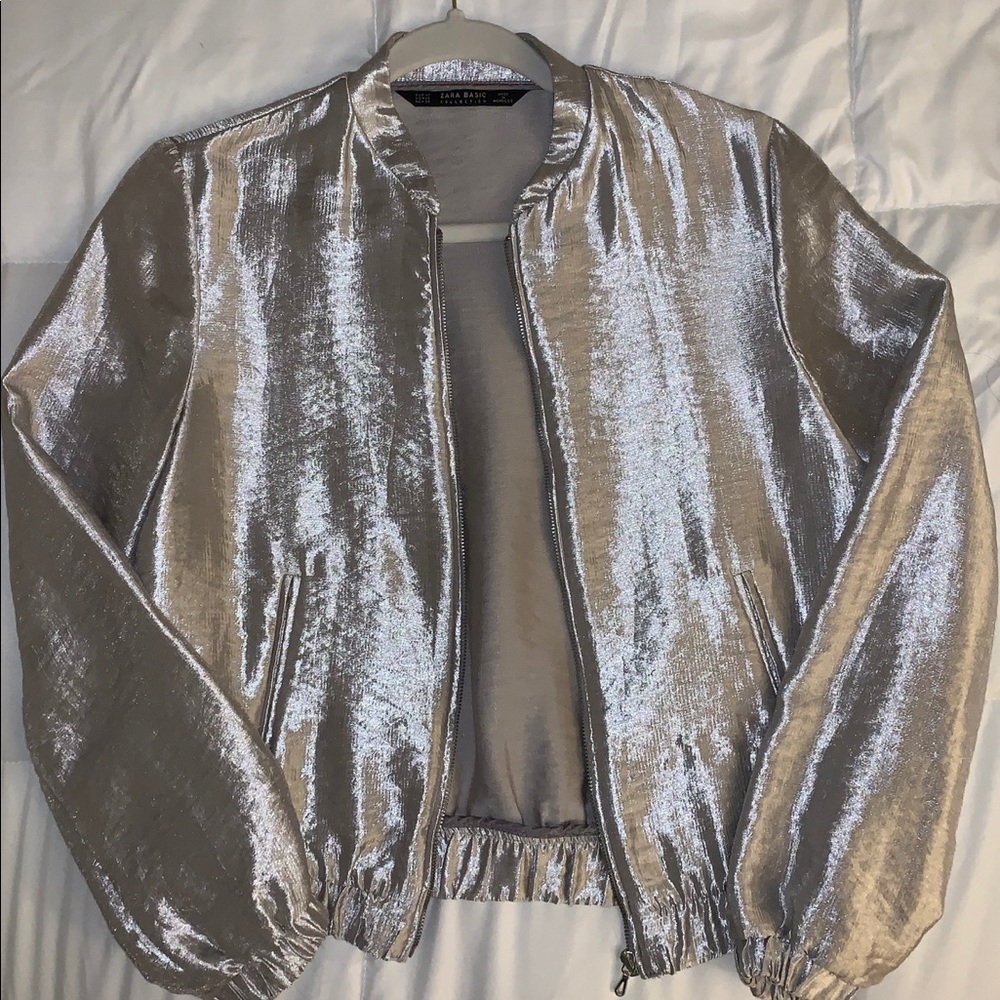 Zara Metallic Bomber Jacket